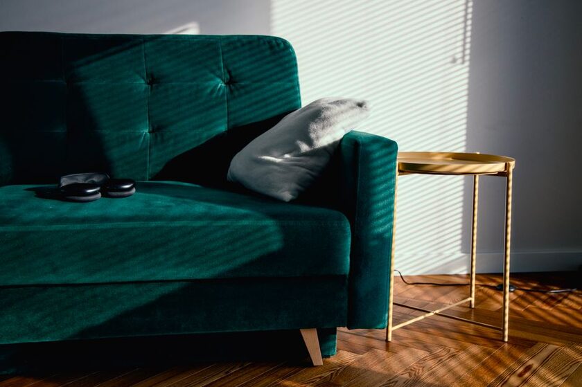 Canapé 188 cm velours côtelé crème, 3 places Ebello