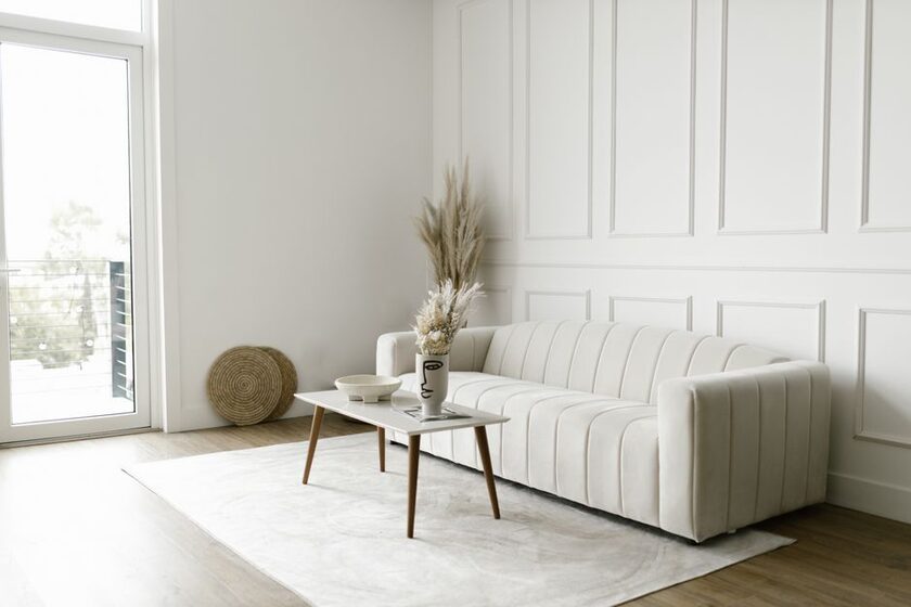 Angle modulable 184 cm, 2 places, velours côtelé blanc Jinovia